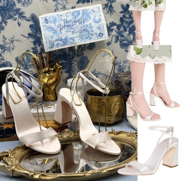 Loeffler Randall Shoes - 🆕 LOEFFLER RANDALL 🧿 NWOB Malia Curved−Heel Sandal, 90MM/3.5 IN,Cream - Sz 6.5